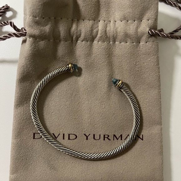 David Yurman Cable 18K Yellow Gold, Sterling Silver, and Gemstone Bracelet - Picture 2 of 5